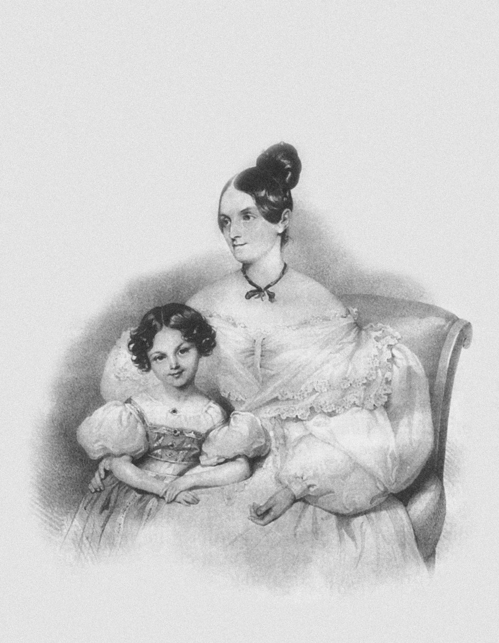 Portret van Olga Narychkina Potocki met hun dochter Sophie 1802-1861, 1835 door Josef Nikolaus Kriehuber