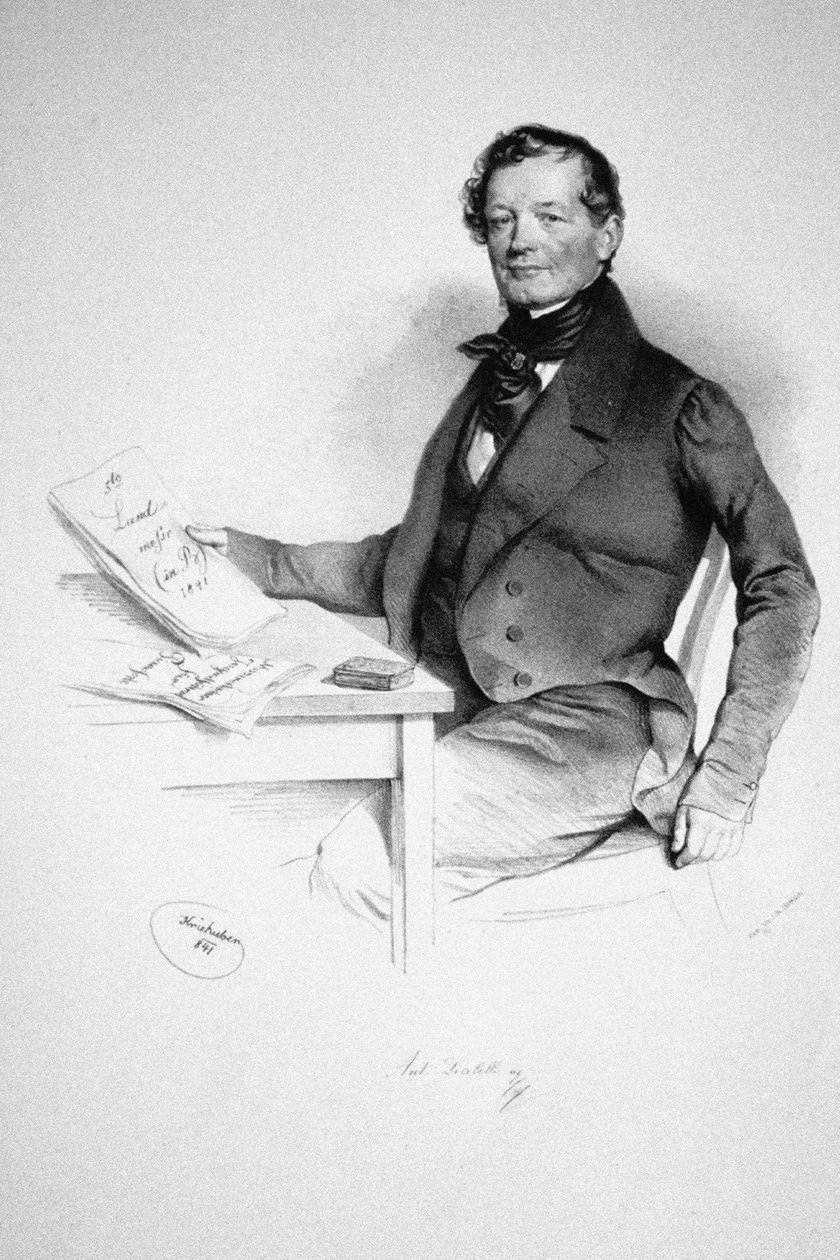 Portret van de componist Anton Diabelli 1781-1858, 1841 door Josef Nikolaus Kriehuber