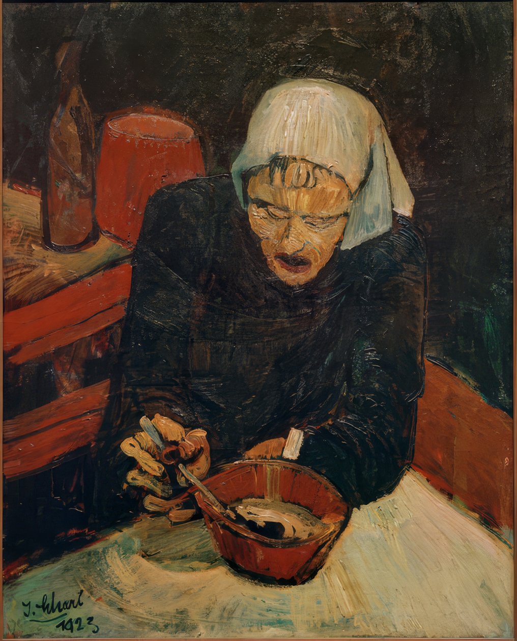 Oude vrouw door Josef Scharl
