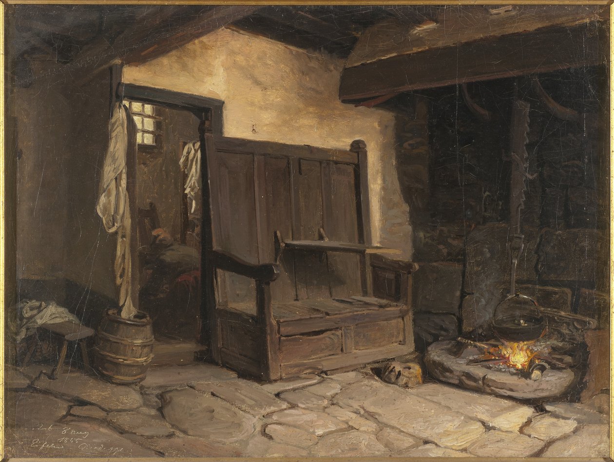 Een Huiselijk Interieur door Josef Wilhelm Wallander