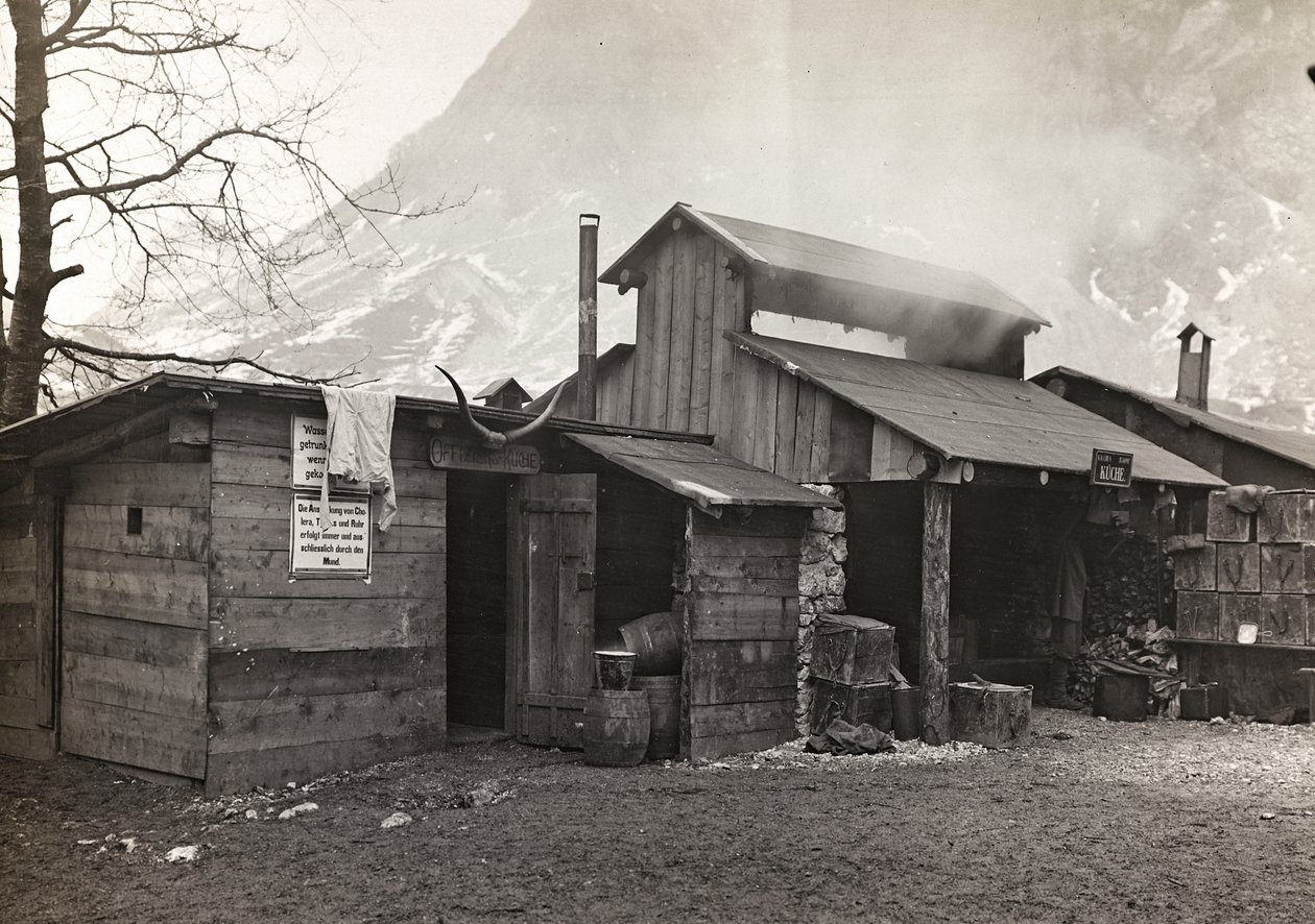 Album "Meine weltkriegs - Erinnerungen South-West Front (Karinthië, Italië, Zuid-Tirol) 31/03/1915-12/11/1918 - Josef Zohles Wenen": militaire barakken in de So door Josef Zohles
