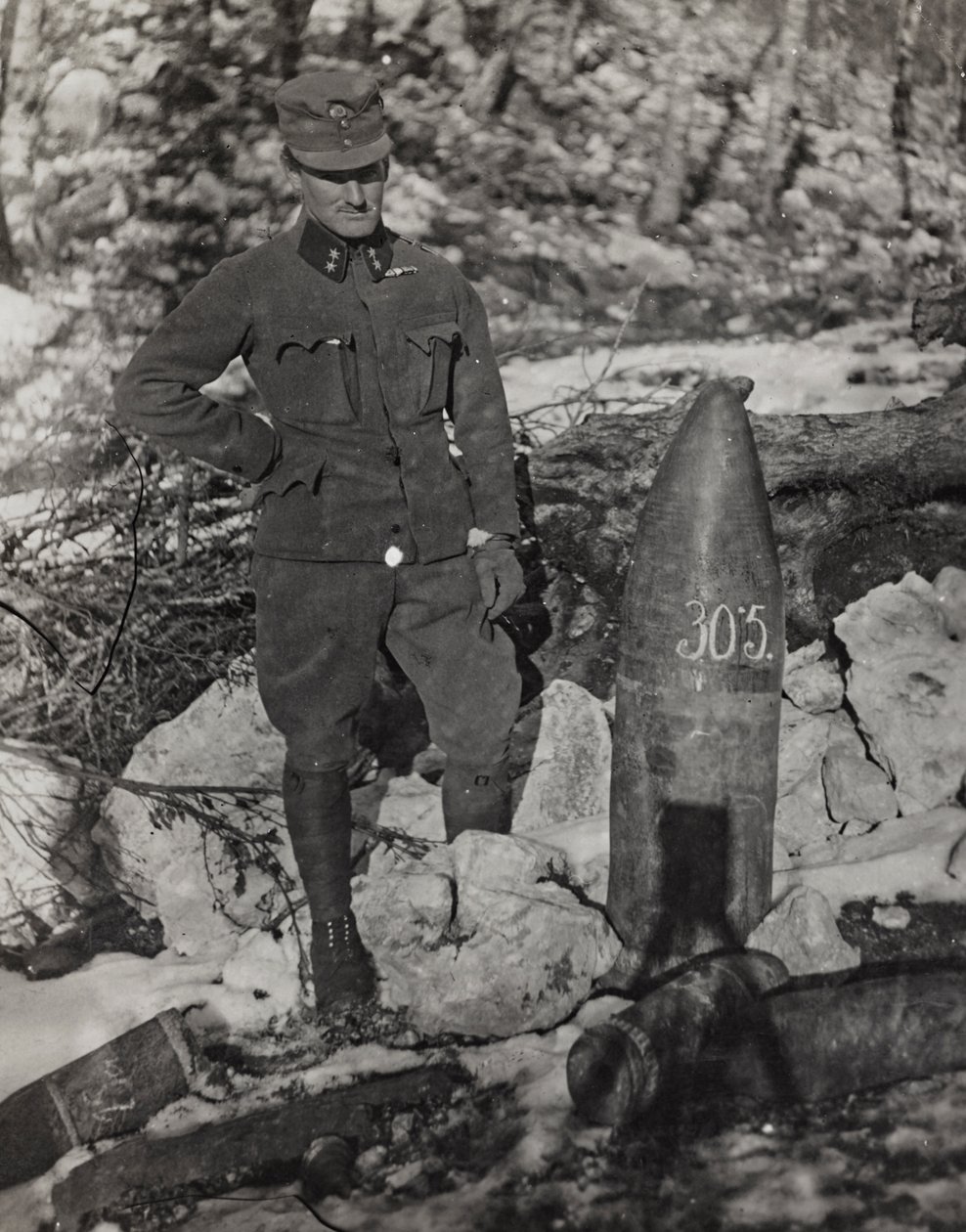 Album "Meine weltkriegs - Erinnerungen South-West Front (Karinthië, Italië, Zuid-Tirol) 31/03/1915-12/11/1918 - Josef Zohles Wien": soldaat met kogel door Josef Zohles