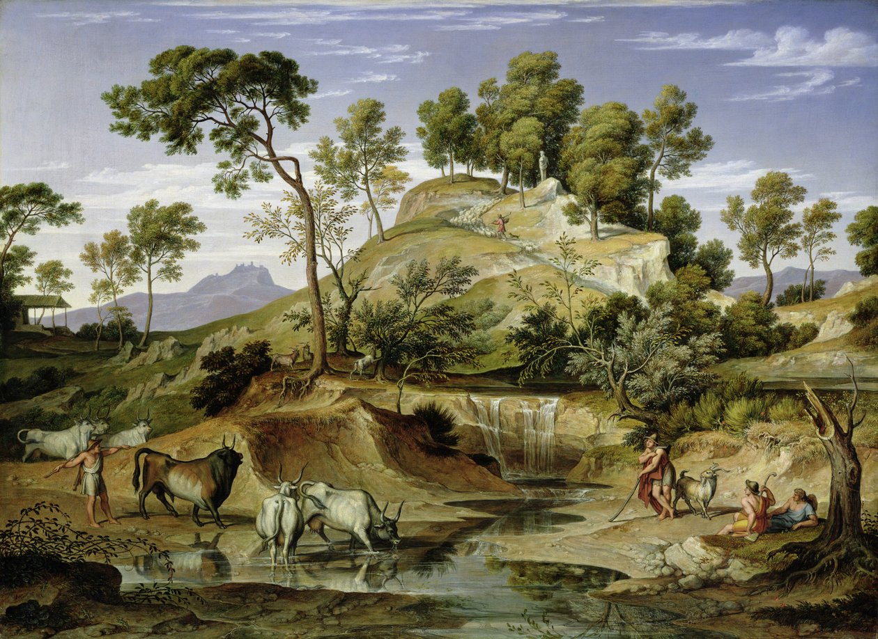 Landschap met Herders en Koeien bij de Bron, 1832-34 door Joseph Anton Koch