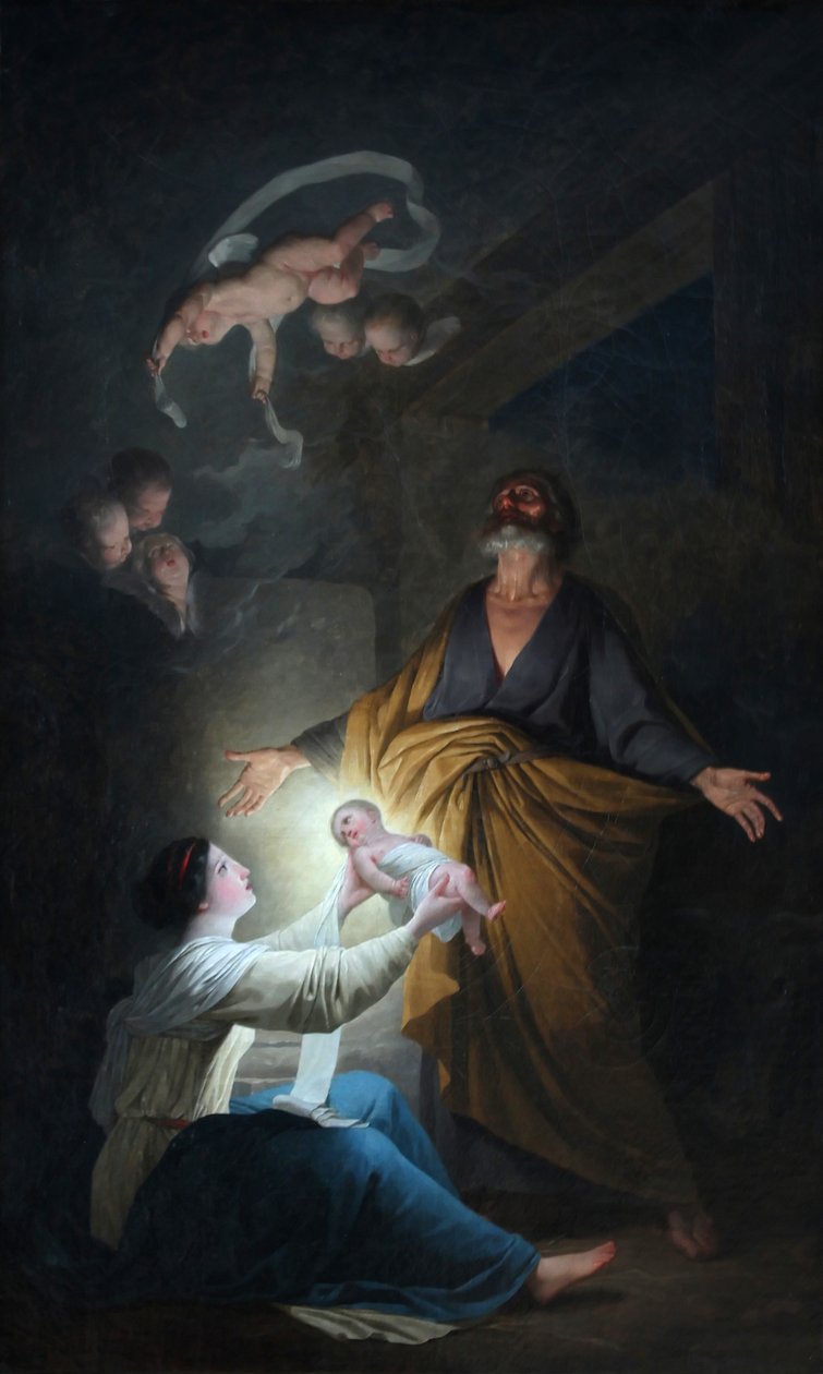 De Heilige Familie of de Geboorte door Joseph-Benoît Suvée