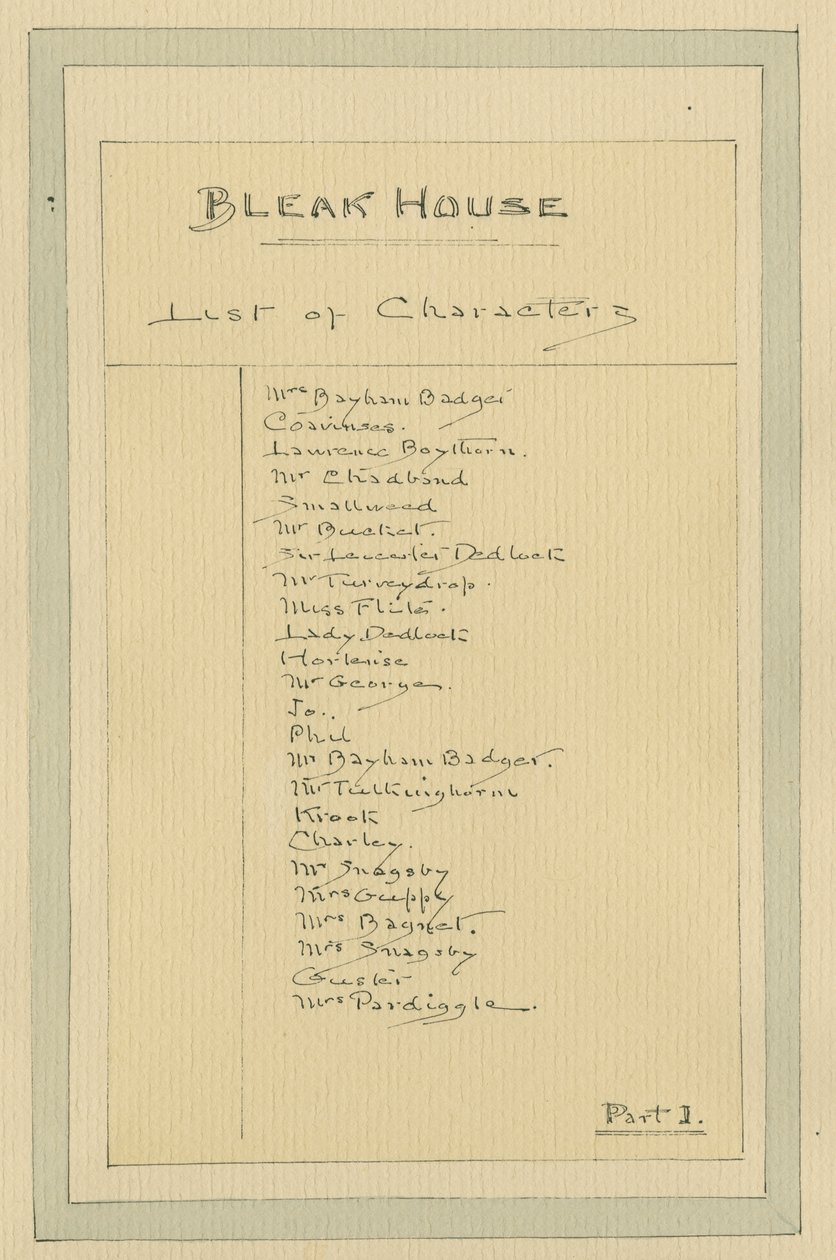 Lijst van personages, c.1920s (pen en inkt met wc op papier) door Joseph Clayton Clarke
