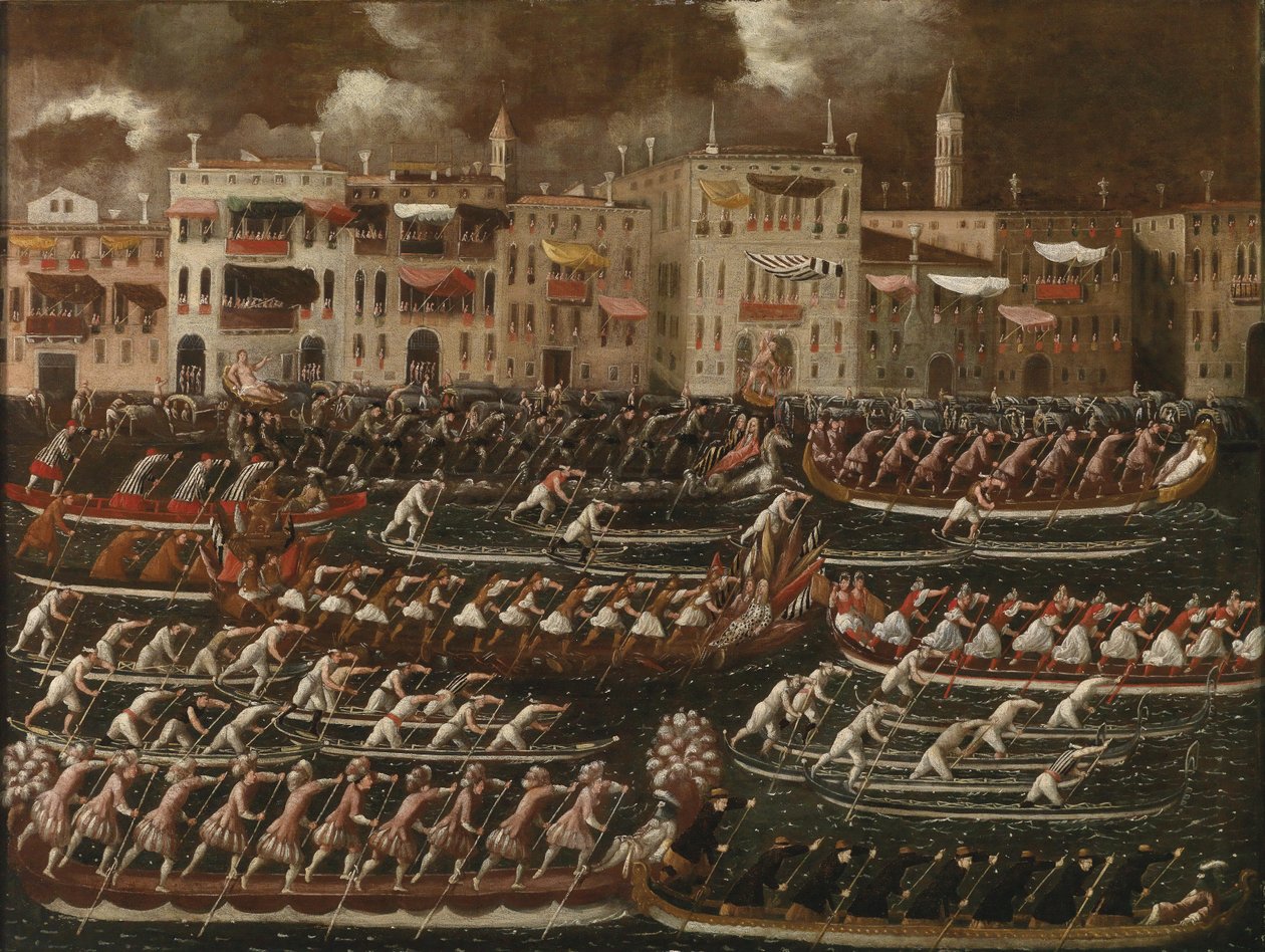 Regatta op het Canal Grande door Joseph Heintz der Jüngere