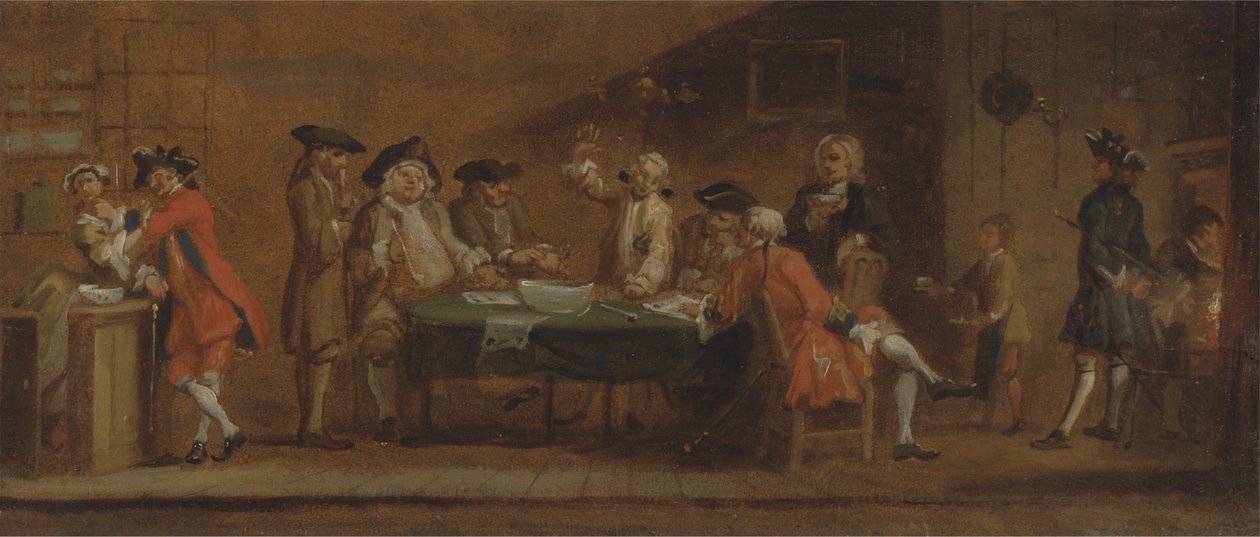 Figuren in een taverne of koffiehuis door Joseph Highmore