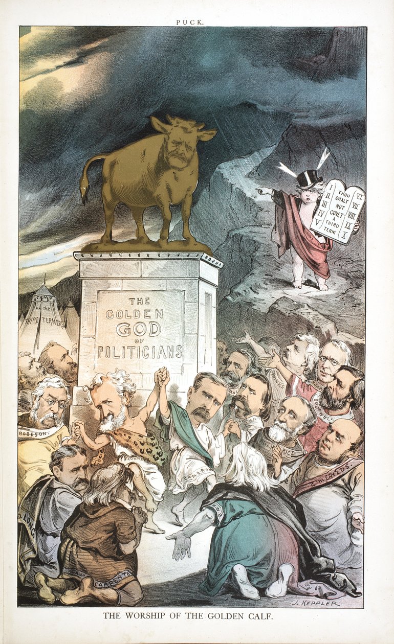 De aanbidding van het gouden kalf, 1880 door Joseph Keppler