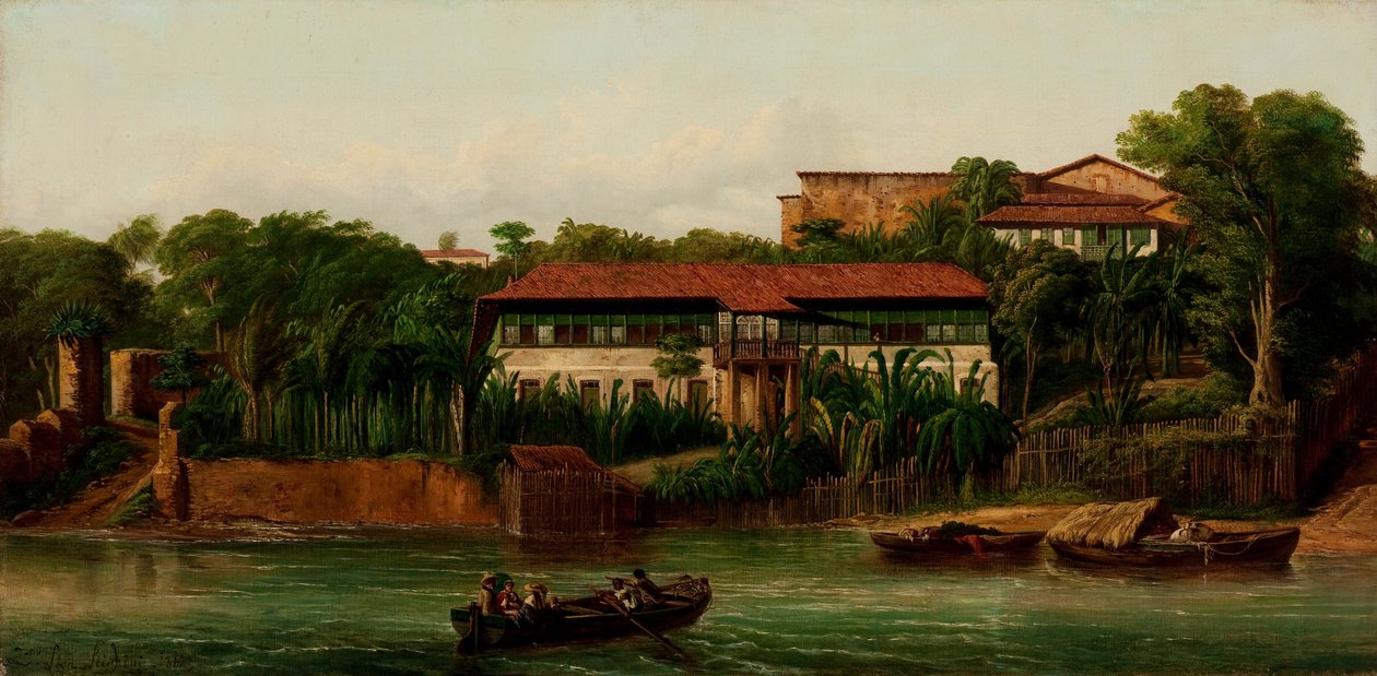 Woning aan de oevers van de Anil-rivier door Joseph Léon Righini