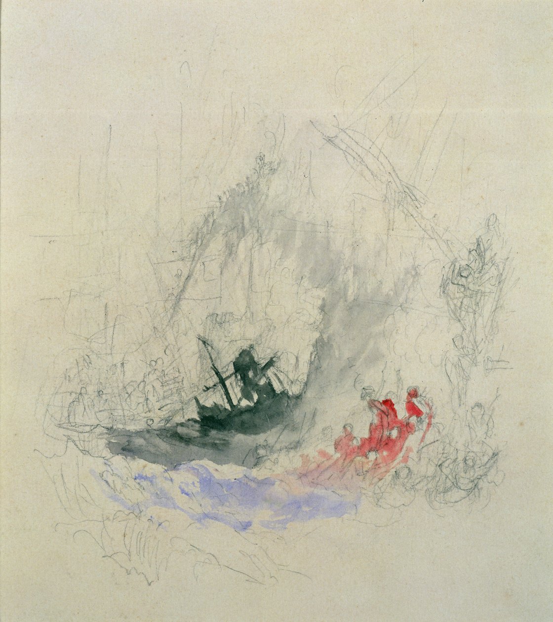 Brand op zee, een ontwerp voor een vignette, 1835 door Joseph Mallord William Turner