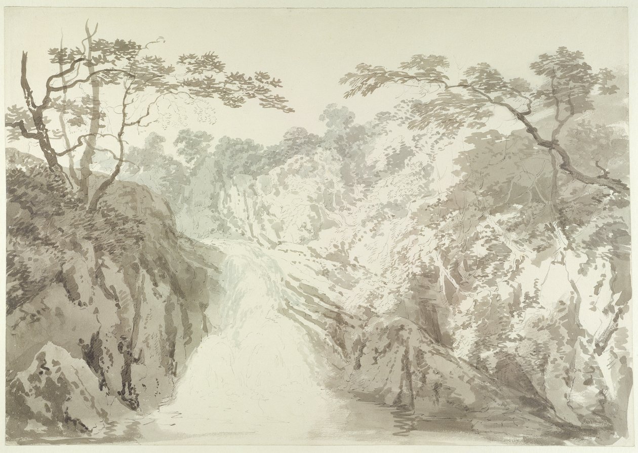 Landschap met waterval, c.1796 door Joseph Mallord William Turner