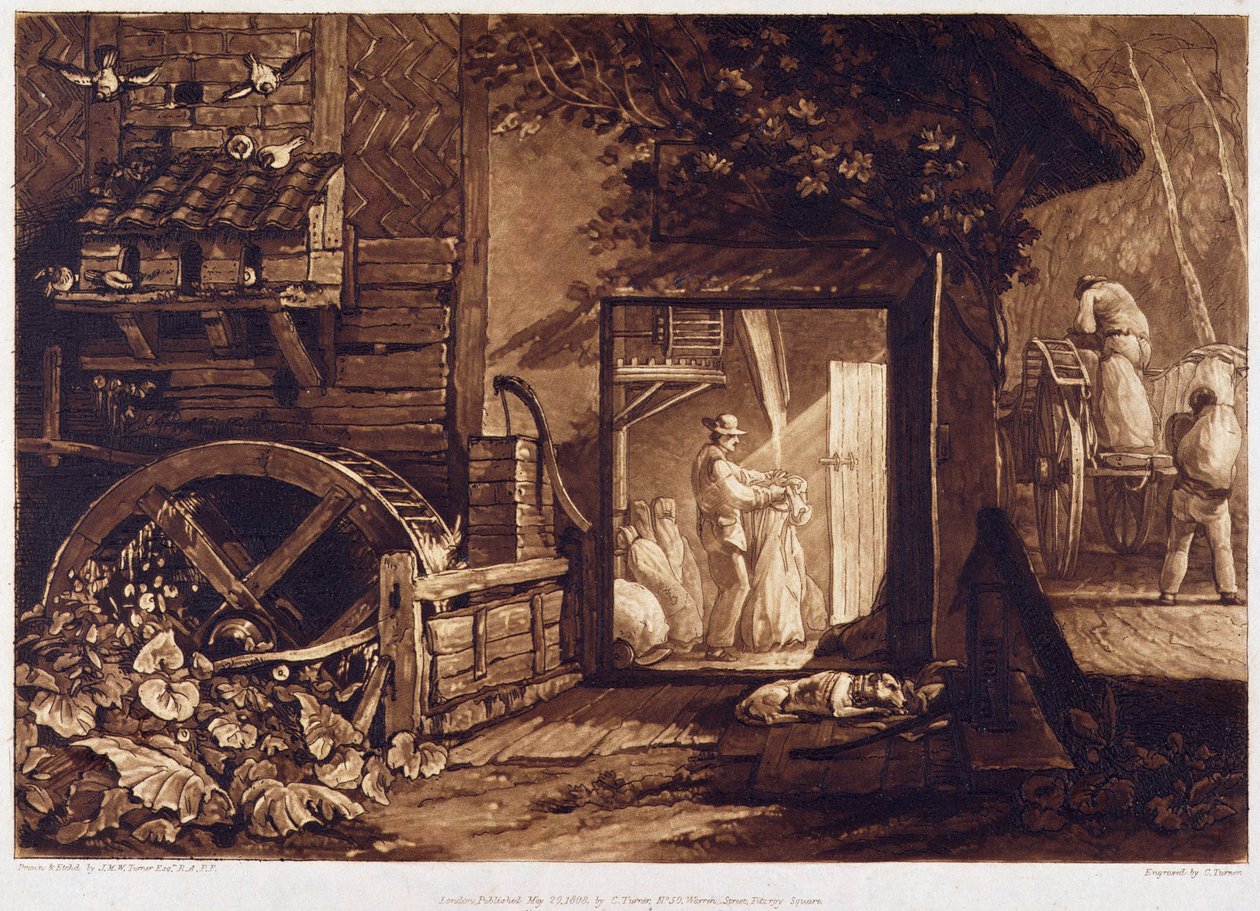 Pembury Mill, Kent, gegraveerd door Charles Turner (1773-1857) 1853-74 door Joseph Mallord William Turner
