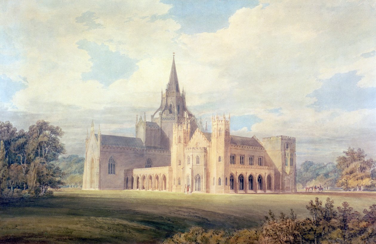Perspectief Uitzicht op Fonthill Abbey vanuit het Zuidwesten, ca. 1799 door Joseph Mallord William Turner