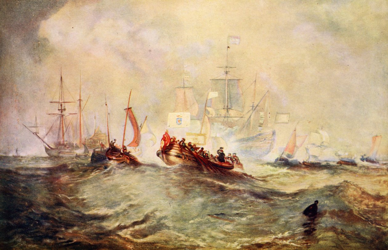 De Landing van Willem van Oranje bij Torbay, 1688 door Joseph Mallord William Turner
