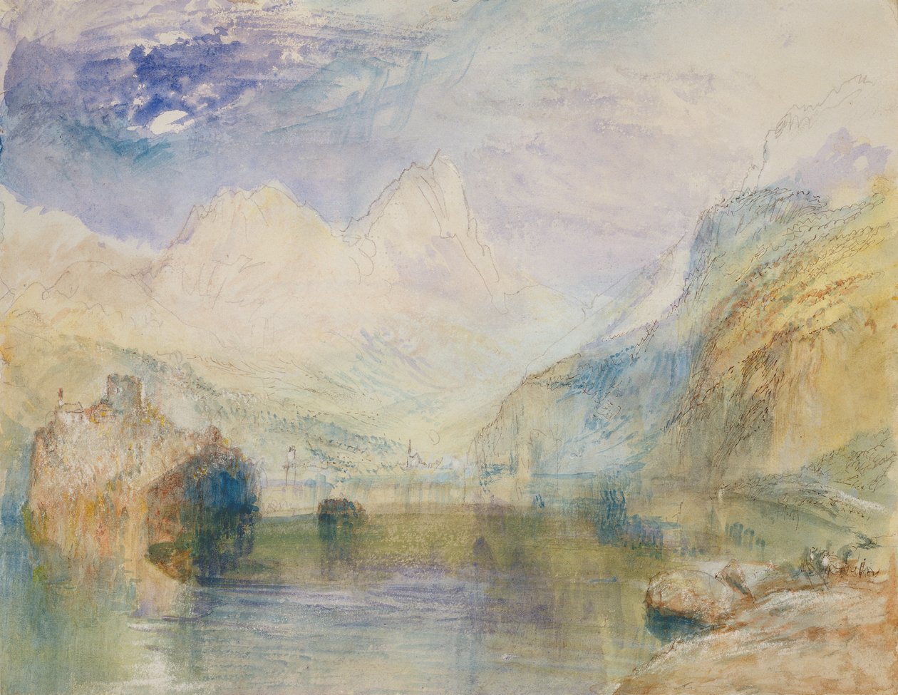 De Lauerzersee met Schwyz en de Mythen door Joseph Mallord William Turner
