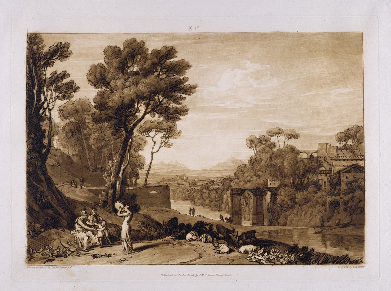 De vrouw en tamboerijn, gegraveerd door Charles Turner (1773-1857) door Joseph Mallord William Turner