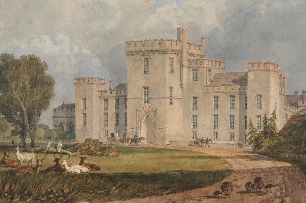 Uitzicht op Hampton Court, Hertefordshire, vanuit het noordwesten door Joseph Mallord William Turner