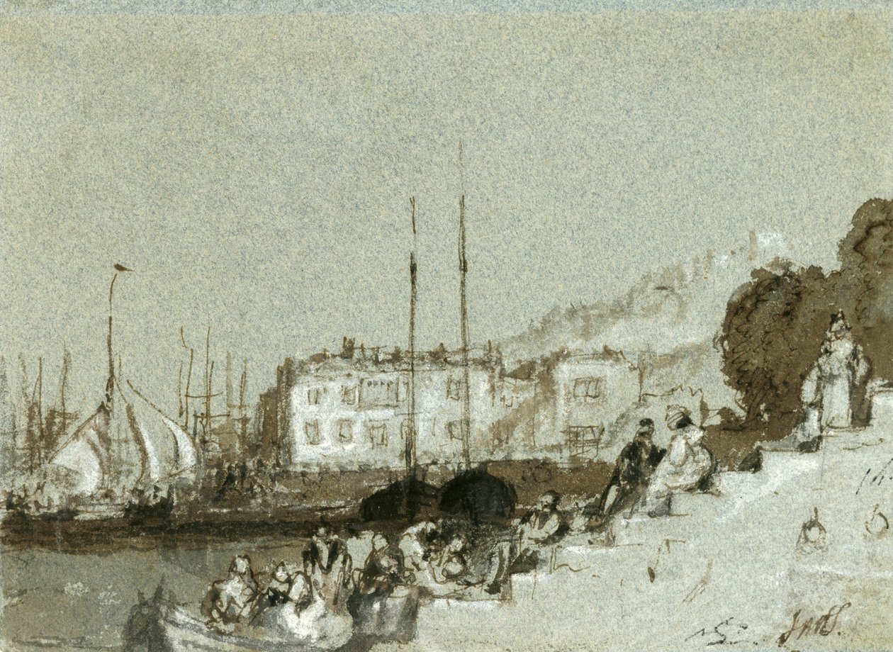 Uitzicht op een haven Oost Cowes, Isle of Wight, 1828 door Joseph Mallord William Turner