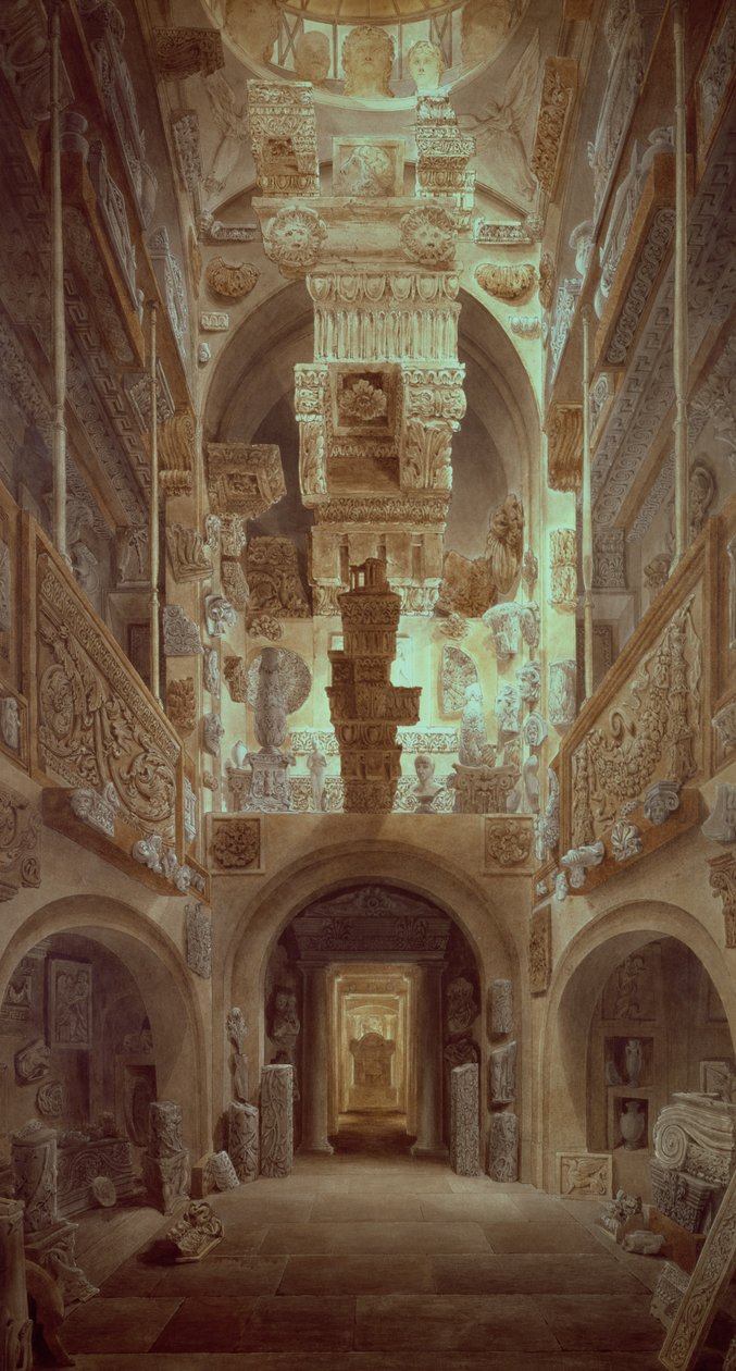 Interieur van het Soane Museum door Joseph Michael Gandy