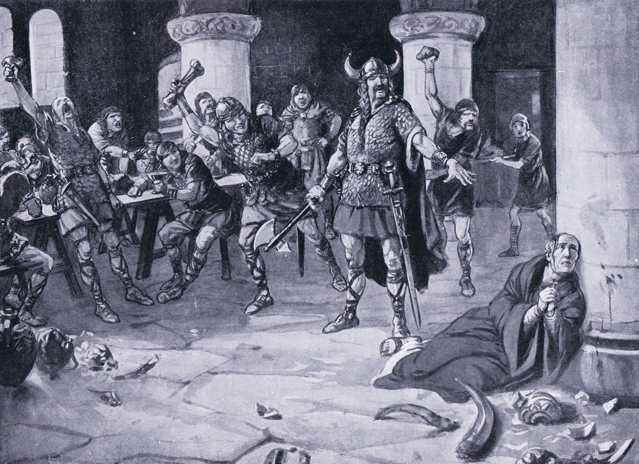 Het martelaarschap van Alphege, Palmzondag AD1016, jaren 1920 door Joseph Ratcliffe Skelton