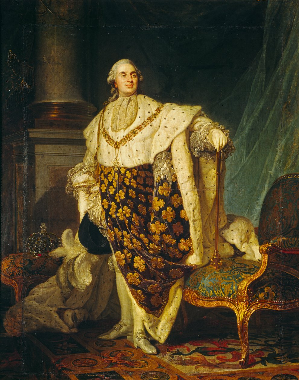 Lodewijk XVI (1754-93) koning van Frankrijk in kroningsgewaden, 1777 door Joseph Siffred Duplessis
