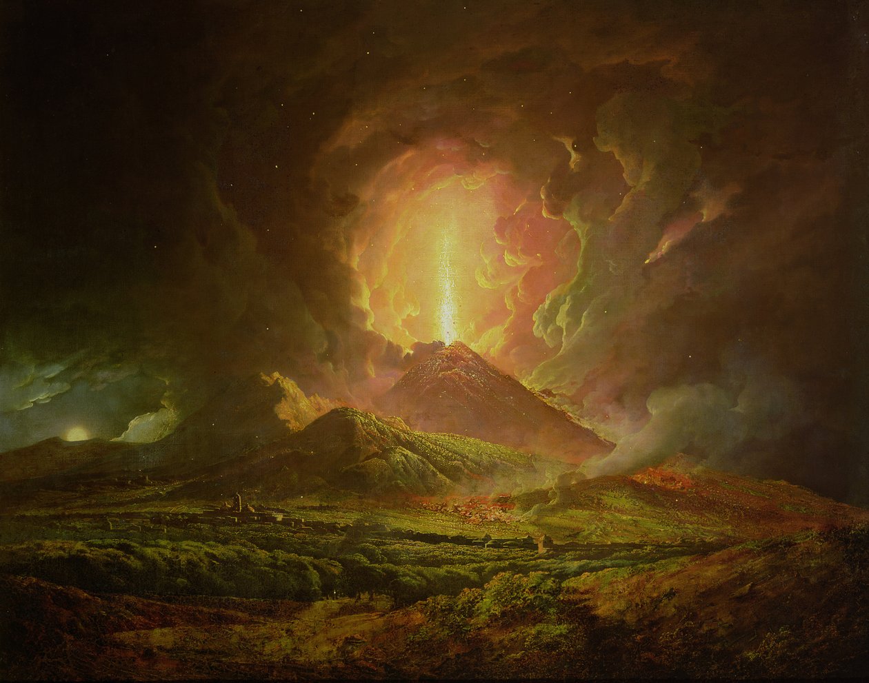 Een uitbarsting van de Vesuvius, gezien vanuit Portici, c.1774-6 door Joseph Wright of Derby