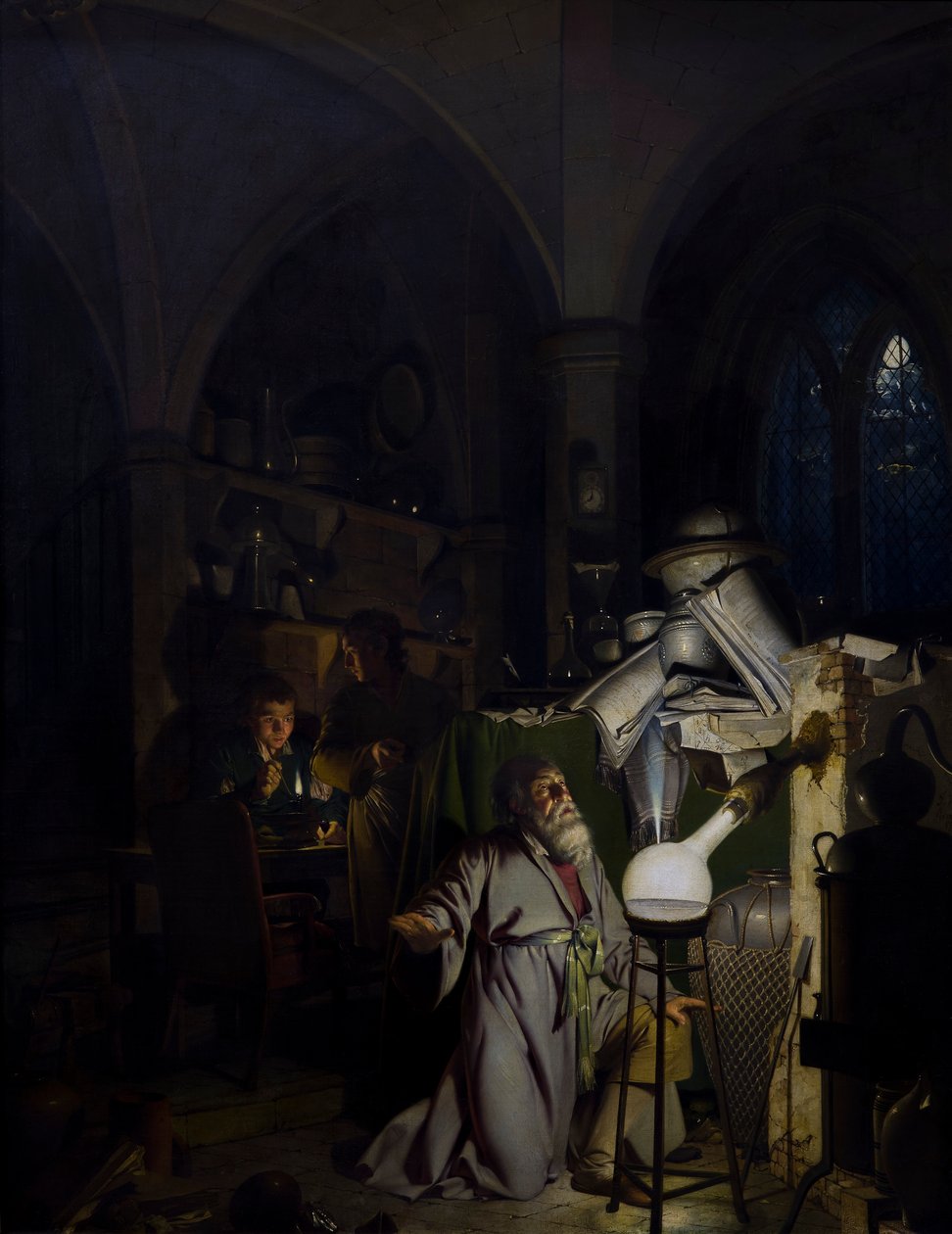 De Alchemist op zoek naar de Steen der Wijzen door Joseph Wright of Derby