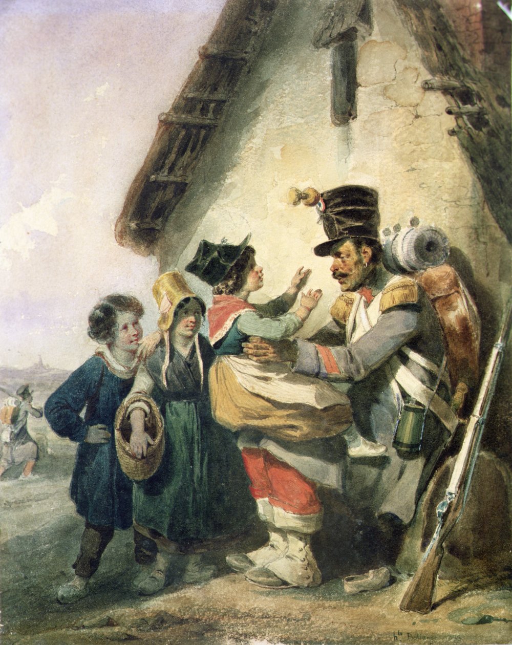 De terugkeer van de soldaat door Joseph Louis Hippolyte Bellange