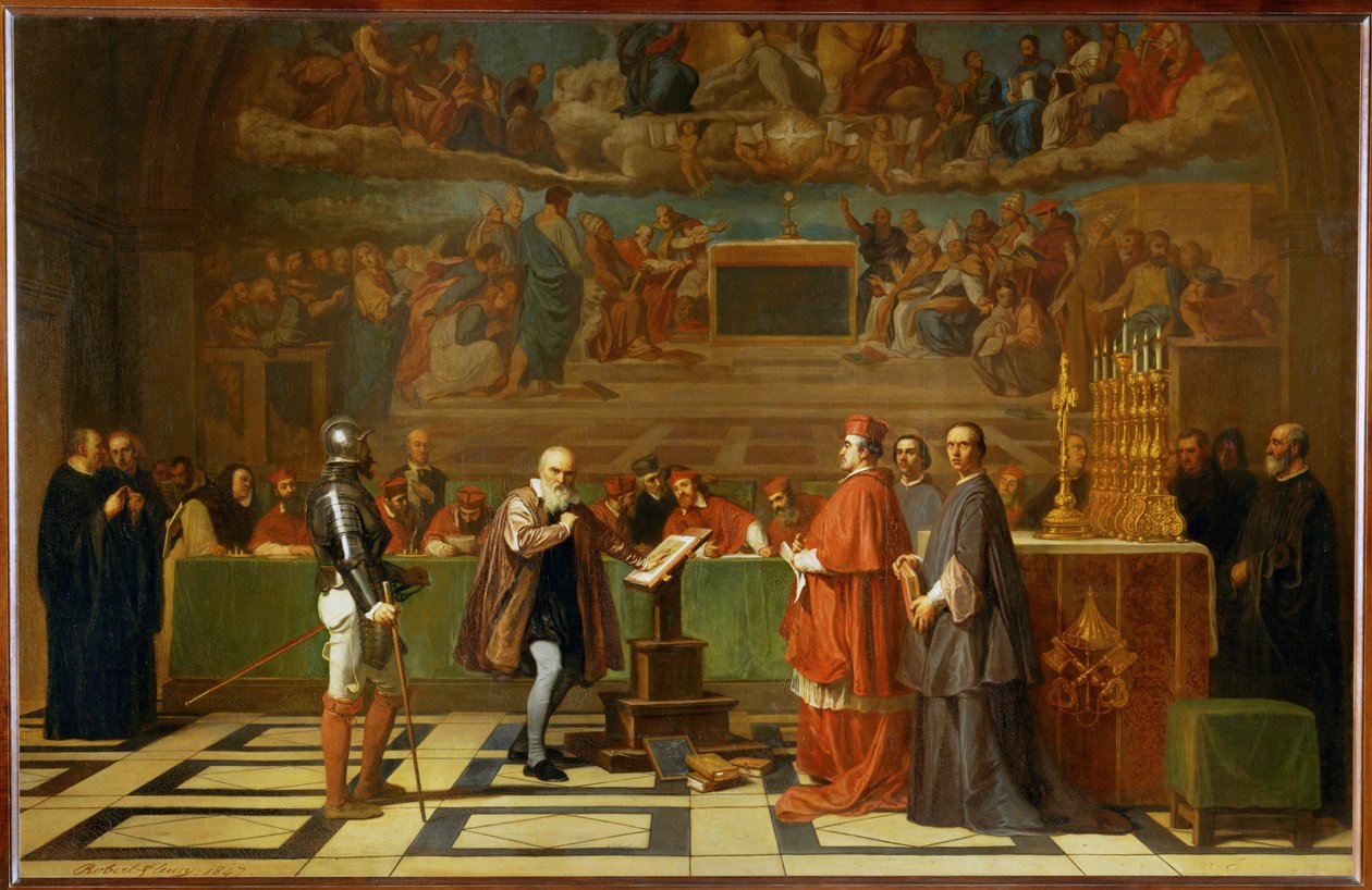 Galileo Galilei voor het Heilig Officie in het Vaticaan ... door Joseph-Nicolas Robert-Fleury