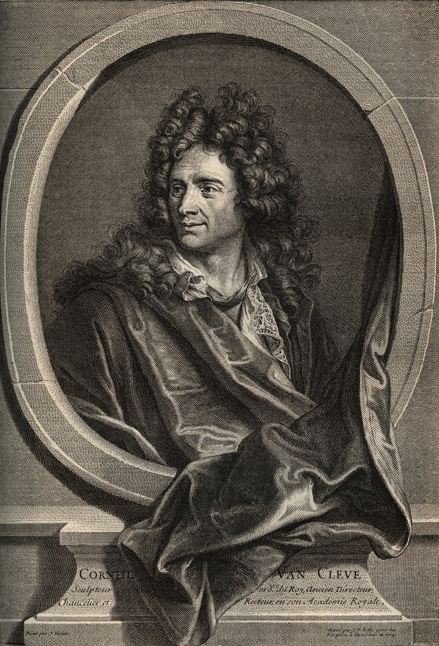 Portret van Corneille Van Cleve Franse beeldhouwer (1645-1732) (gravure door Poilly naar het schilderij van Joseph Vivien) door Joseph (after) Vivien
