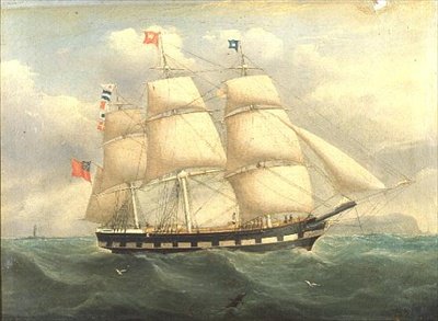 Een Engels vierkantgetuigd schip voor de kust door Joseph (attr. to) Heard