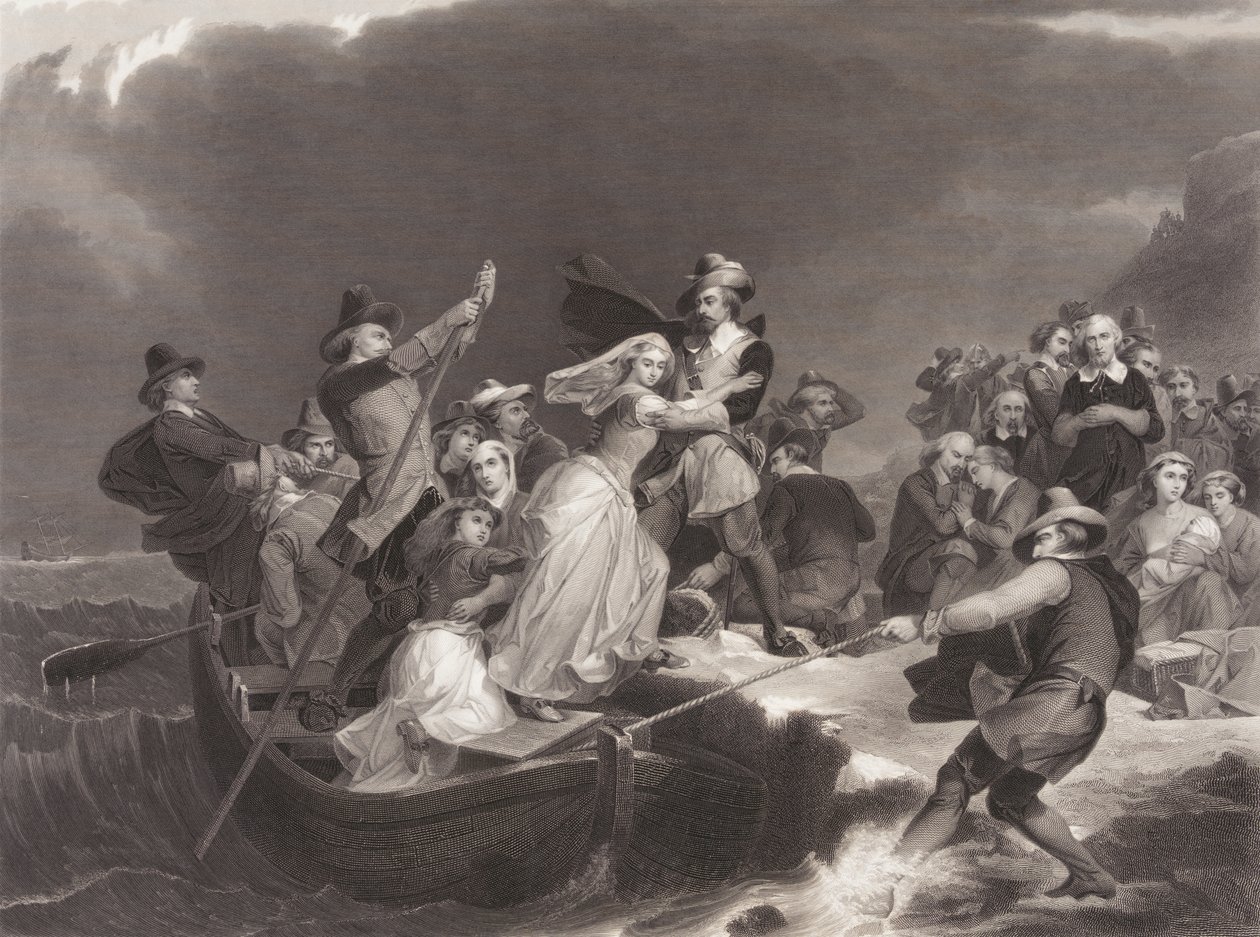 De Pelgrims Landen bij Plymouth Rock in 1620 door Joseph Andrews