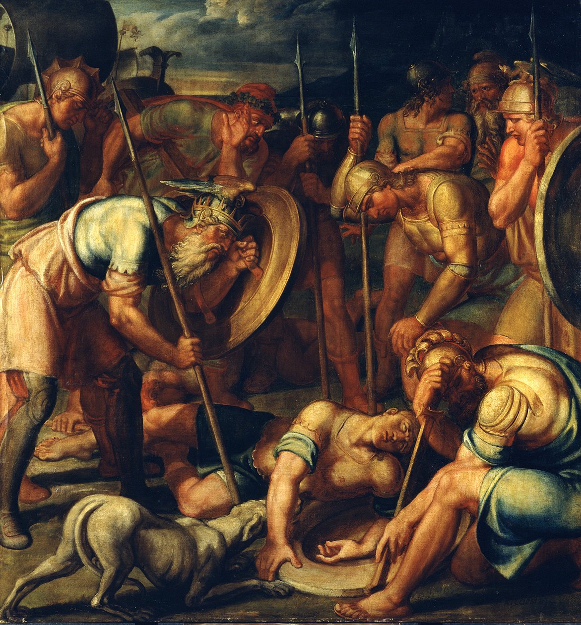 Antieke krijgersscène. Dood van Antilochus door Joseph Anton Koch