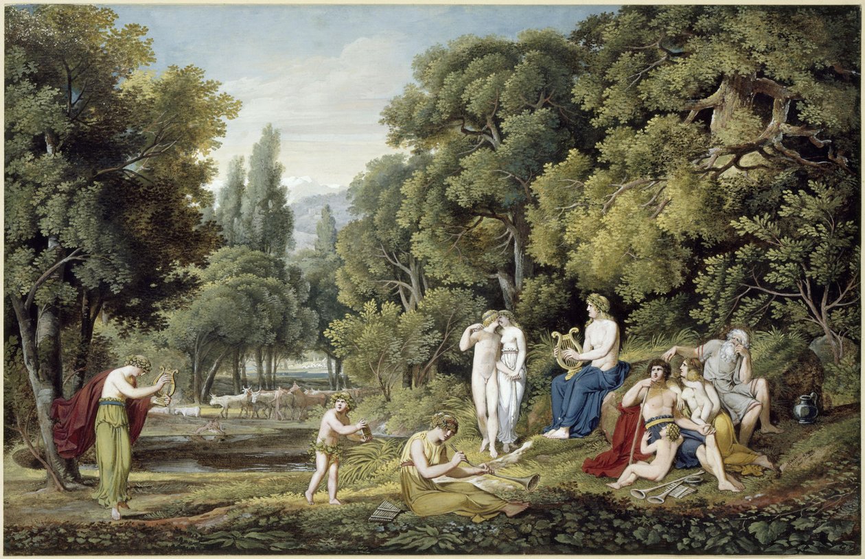 Arcadisch landschap door Joseph Anton Koch