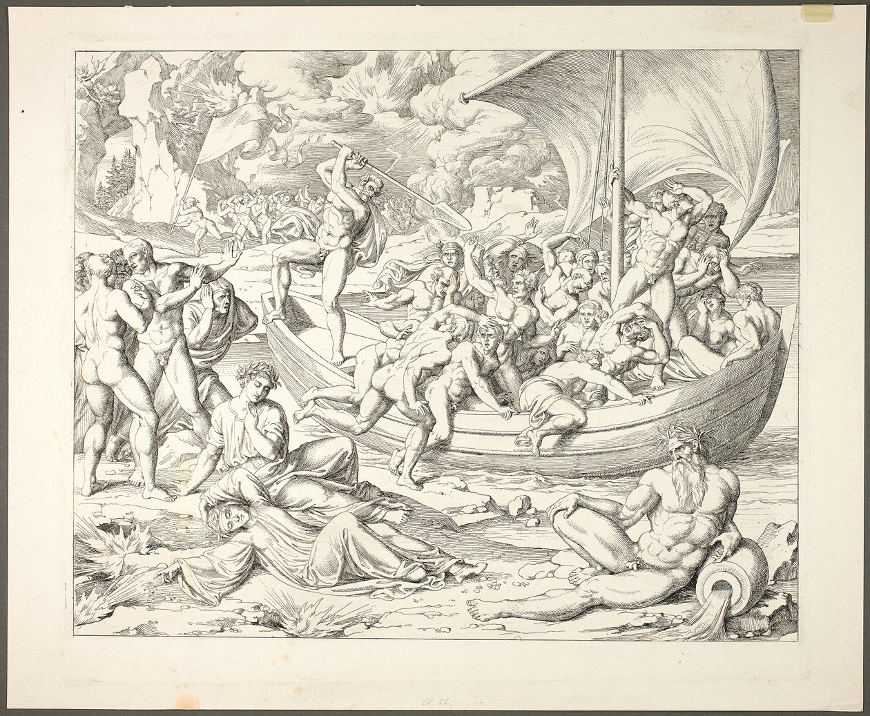 Charons Schors met Zielen die de Styx oversteken, plaat twee uit Darstellungen aus Dante