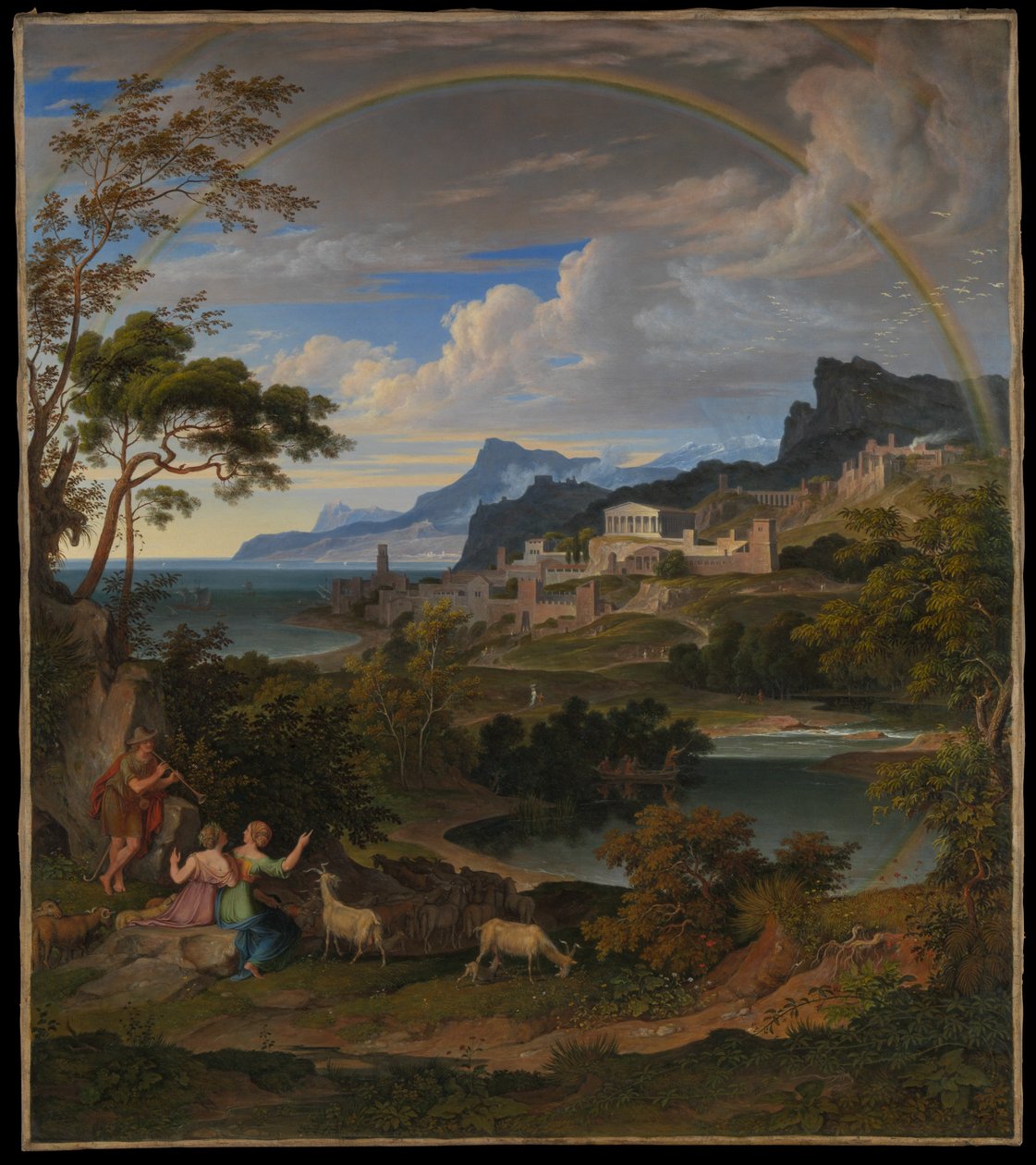 Heroïsch landschap met regenboog door Joseph Anton Koch