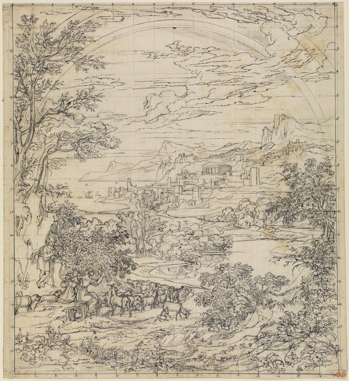 Heroïsch landschap met regenboog door Joseph Anton Koch