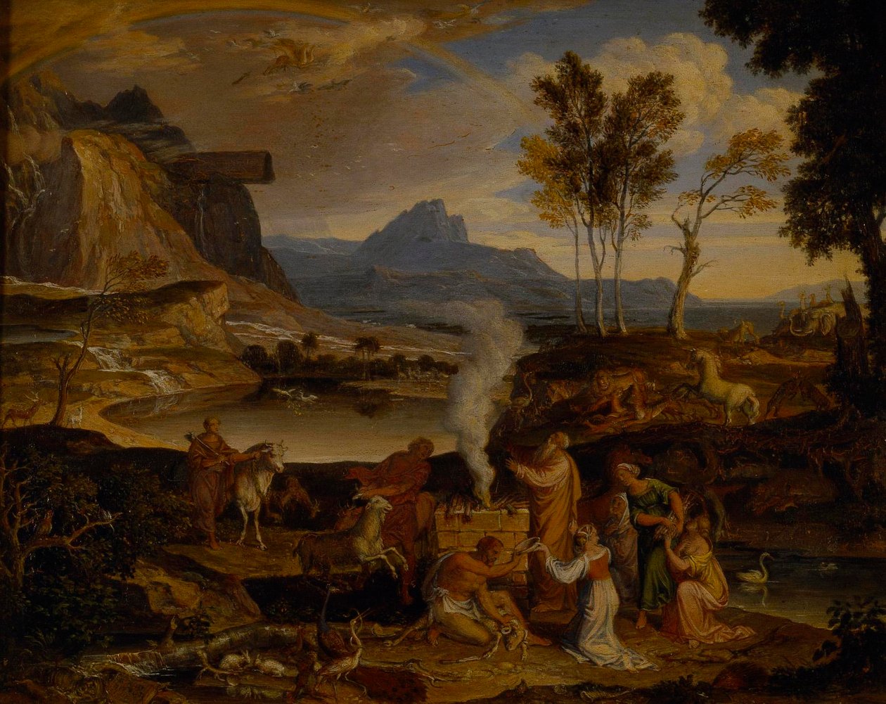 Landschap met het offer van Noach na de zondvloed door Joseph Anton Koch