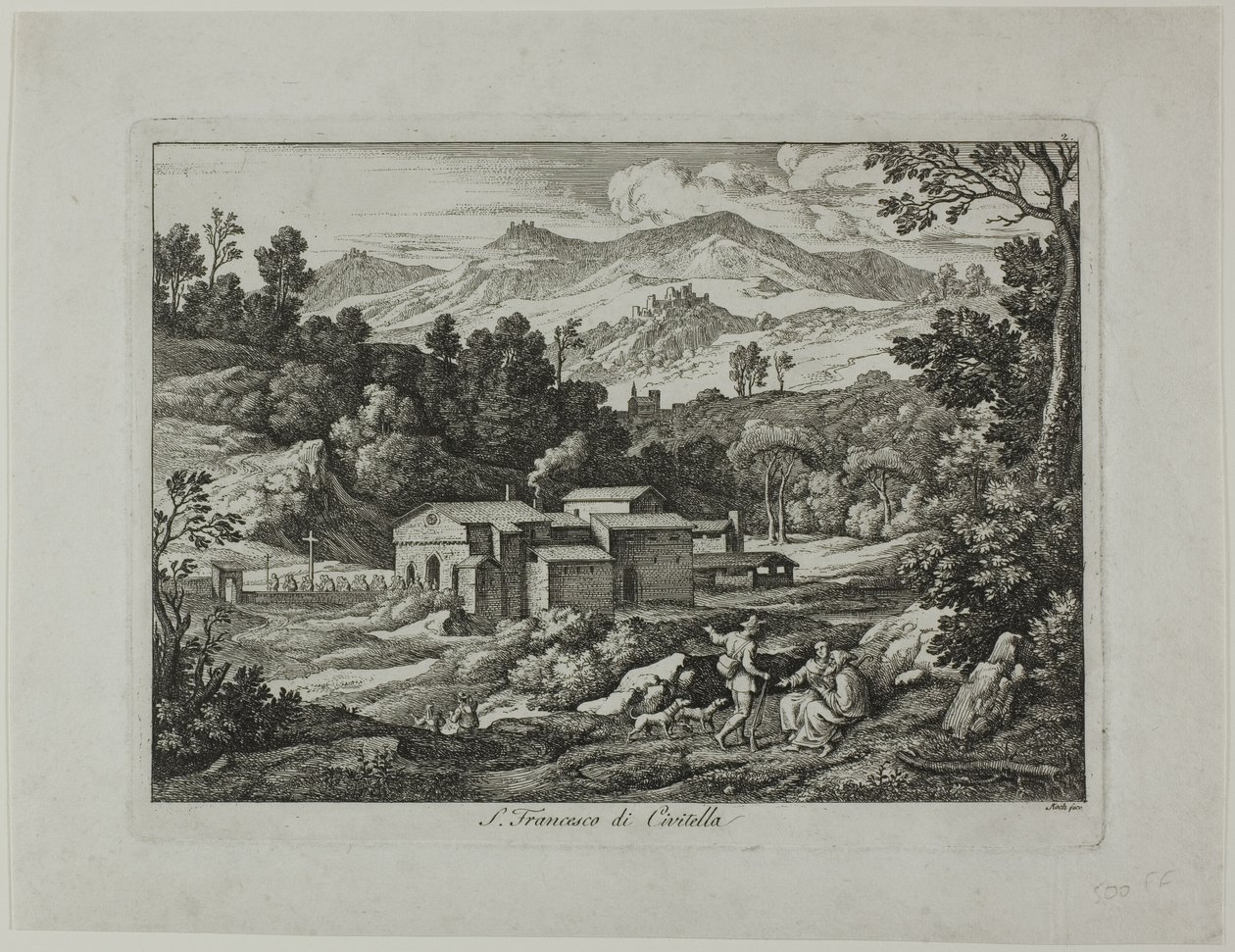 Klooster van San Francesco di Civitella in de Sabijnse bergen door Joseph Anton Koch