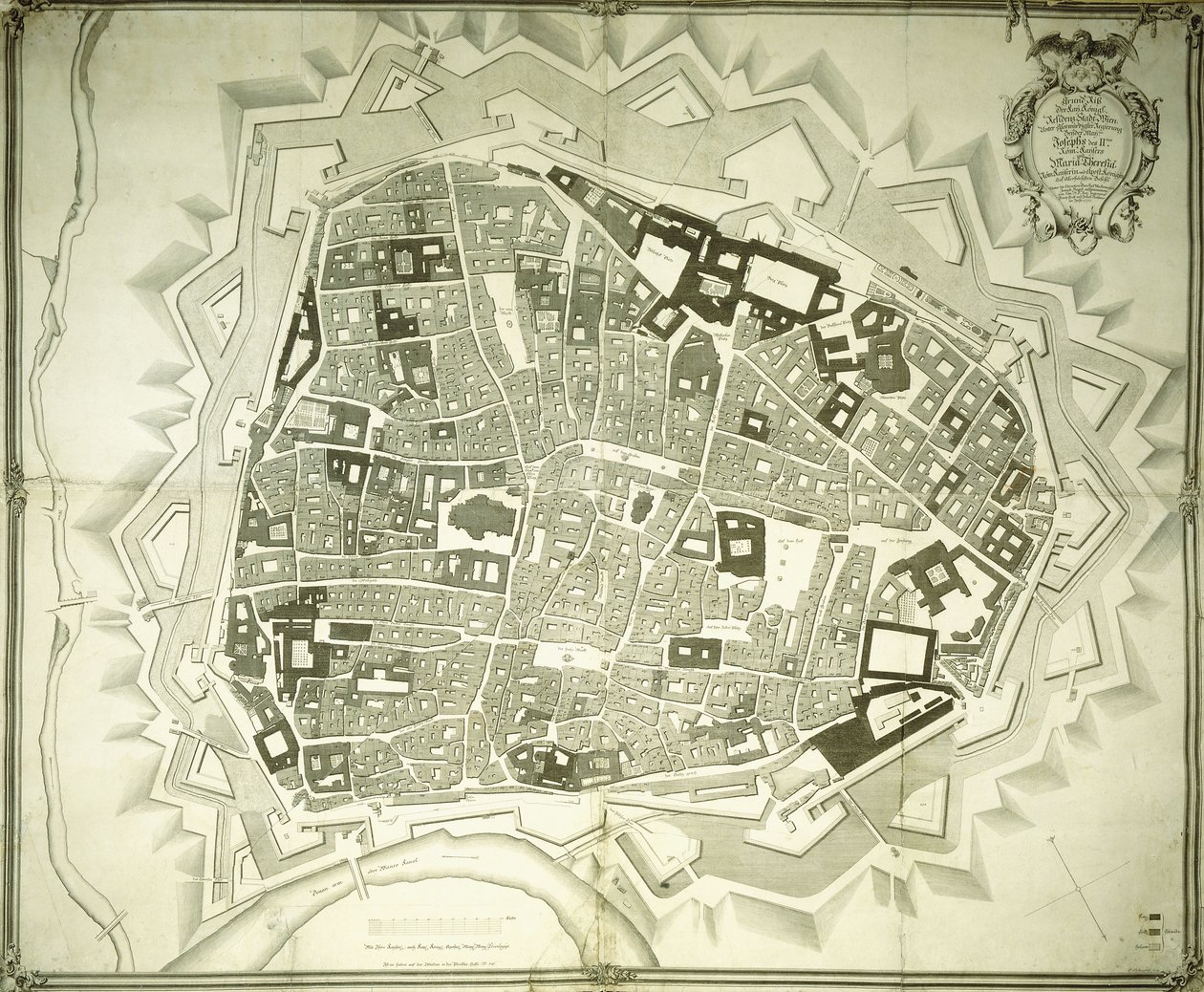 Een gegraveerd plan van Wenen, 1770 door Joseph Anton Nagel