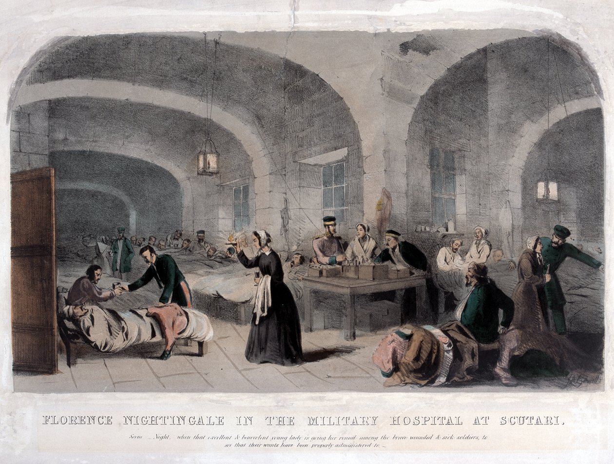 Florence Nightingale (1820-1910) in het militair hospitaal in Scutari tijdens de Krimoorlog, 1856 door Joseph Austin Benwell
