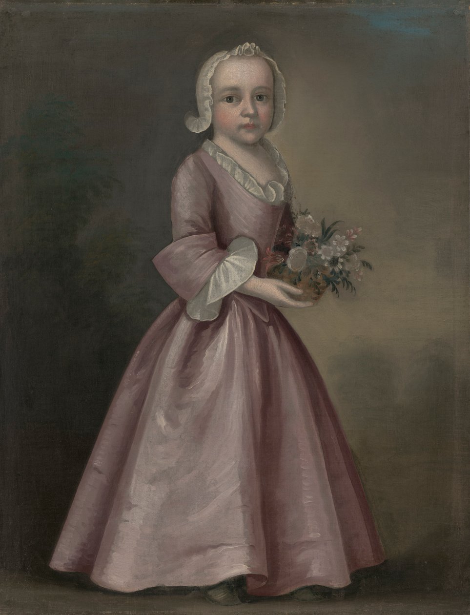 Klein meisje met bloemen (toegeschreven aan Joseph Badger) door Joseph Badger