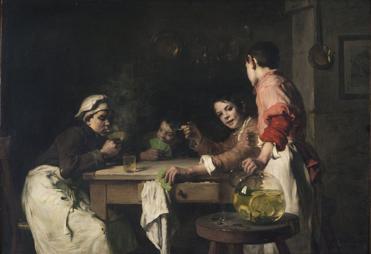 De kaartspelers, ca. 1897 (olieverf op doek) door Joseph Bail