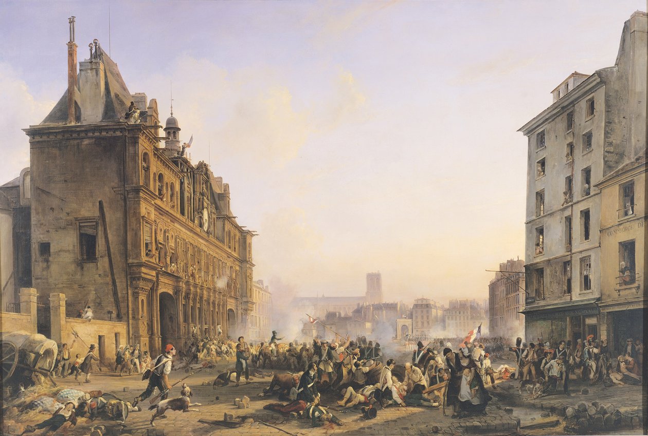 Aanval op het stadhuis, 28 juli 1830 door Joseph Beaume