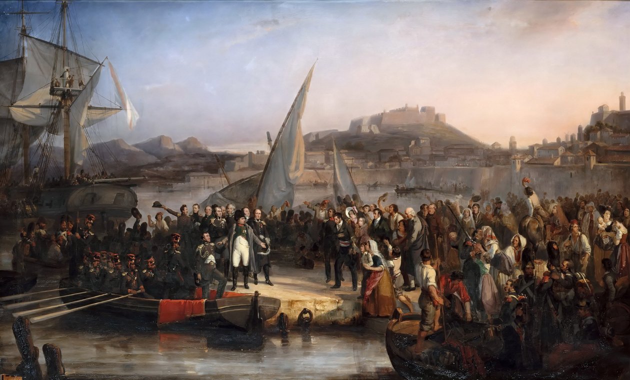 Napoleon verlaat het eiland Elba op 26 februari 1815 door Joseph Beaume