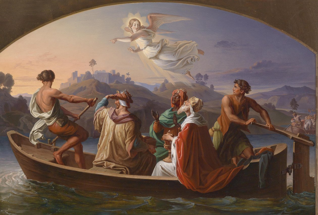 De drie wijzen op weg naar Bethlehem door Joseph Binder