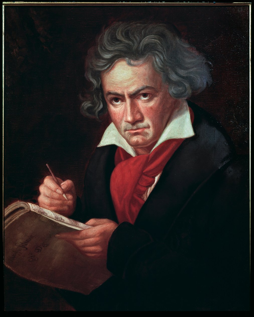 Portret van Ludwig van Beethoven (1770-1827), Duitse muzikant, componeren van de Missa solemnis door Joseph Carl Stieler