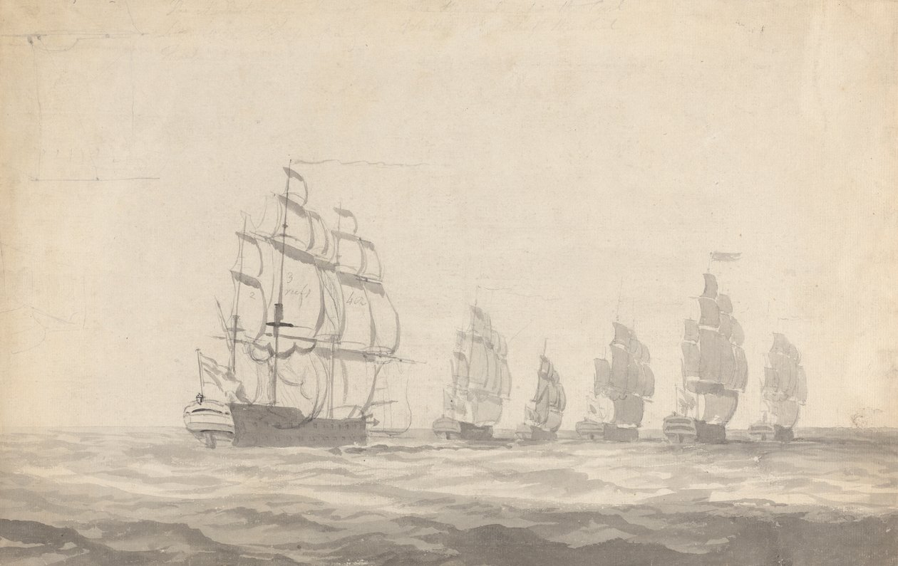 Zes slagschepen die in zware zeeën wenden door Joseph Cartwright
