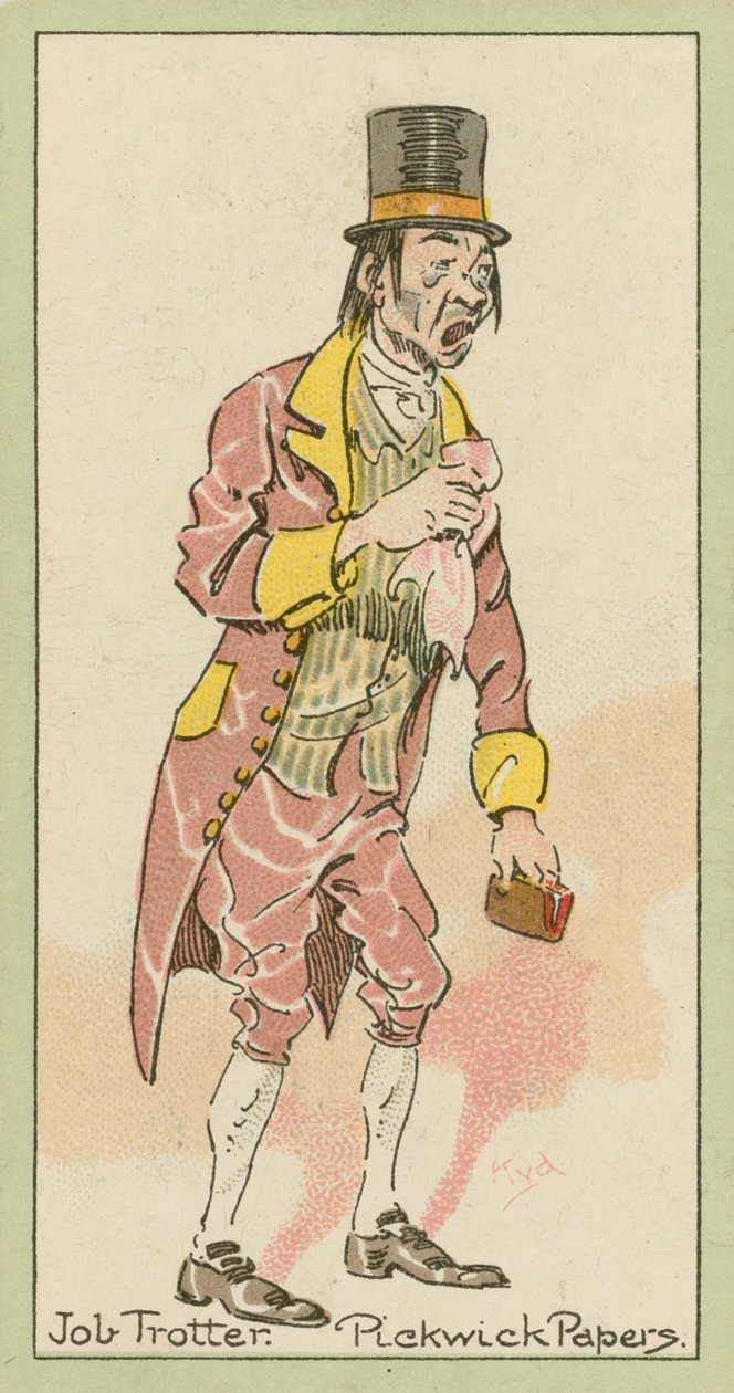Job Trotter, Pickwick Papers (kleurenlitho) door Joseph Clayton (1856-1937) (after) Clarke