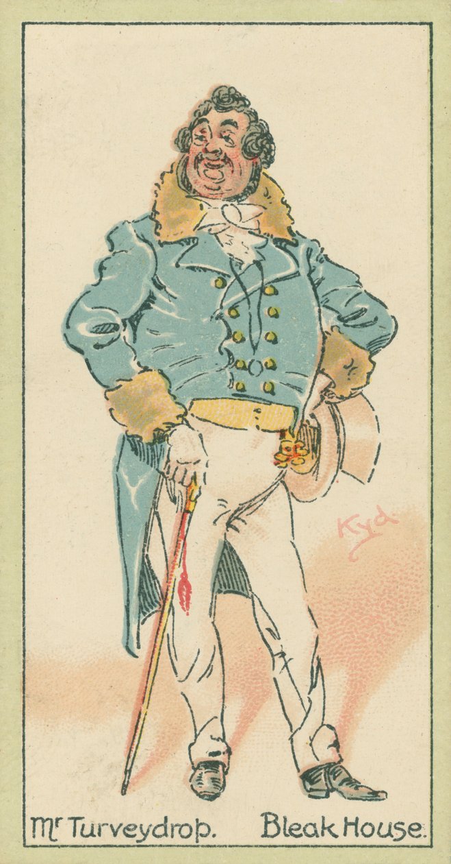 Mr Turveydrop, Bleak House (kleurenlitho) door Joseph Clayton (1856-1937) (after) Clarke
